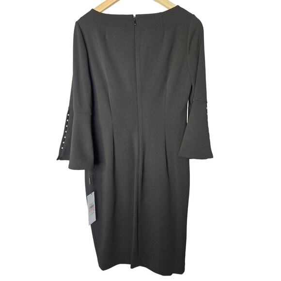 New! Calvin Klein Women's Peplum Sheath Dress, Black, Bell Sleeves, Size 10 - Picture 4 of 6